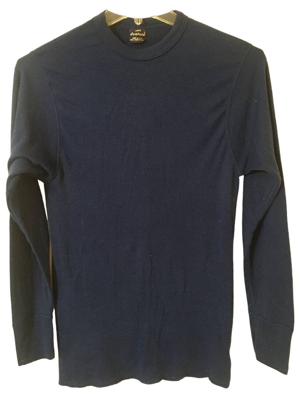 Duofold Large 100% Polyester Navy Blue Base Layer Long Sleeve Scoop Neck Top